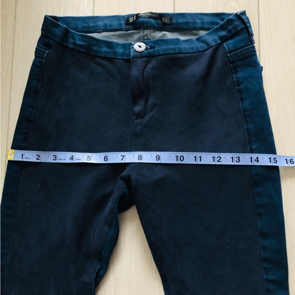 Zara Trafaluc Velour Front Skinny Jeans in Dark Indigo Size 4 - Picture 5 of 11